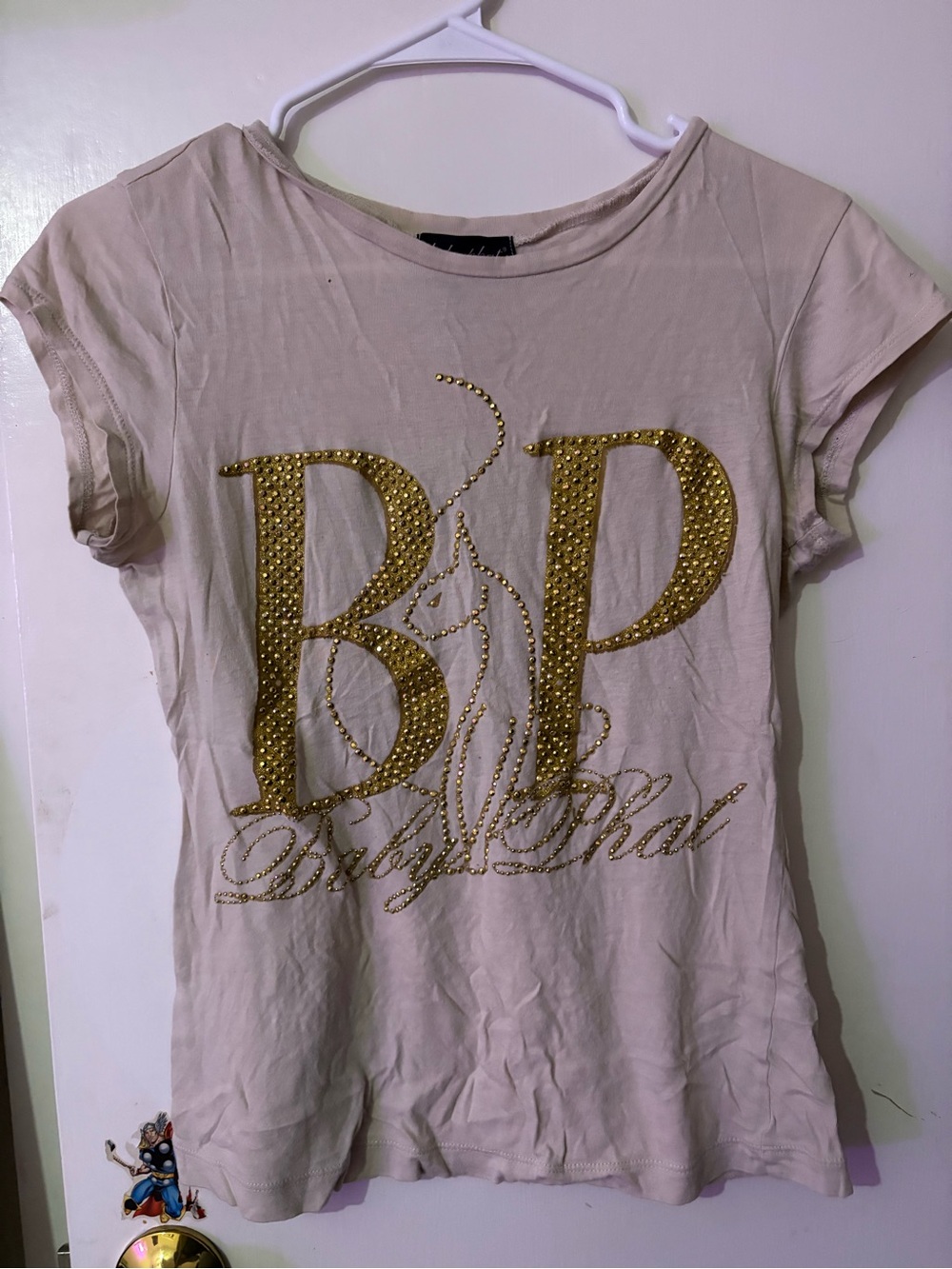 Baby Phat Beige Tee with Gold Studded BP Logo